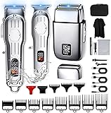 Cortapelos Profesional para Hombres,Afeitadora Eléctrica,Maquina para Rasurar Barba,Juego de Corte de Cabello Eléctrico con 8 Peines de Límite,Bolsa,Cortadora de Pelo Doméstica Recargable por USB (Plata (Juego de 26 Piezas))