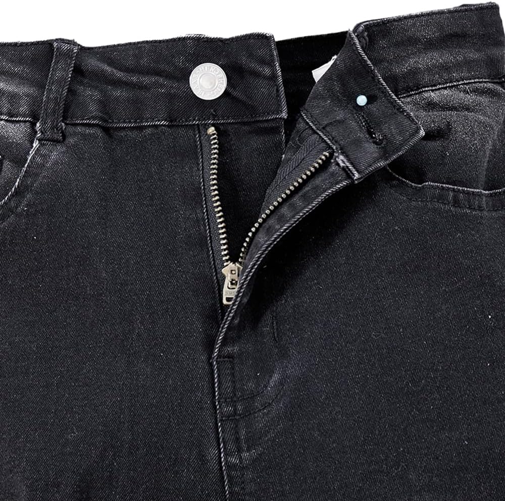 Nivne Tco Tween Boys Skinny Jeans Zipper Fly Slim Fit Distressed Ripped Frayed Black Denim Pants with Pockets - Image 4