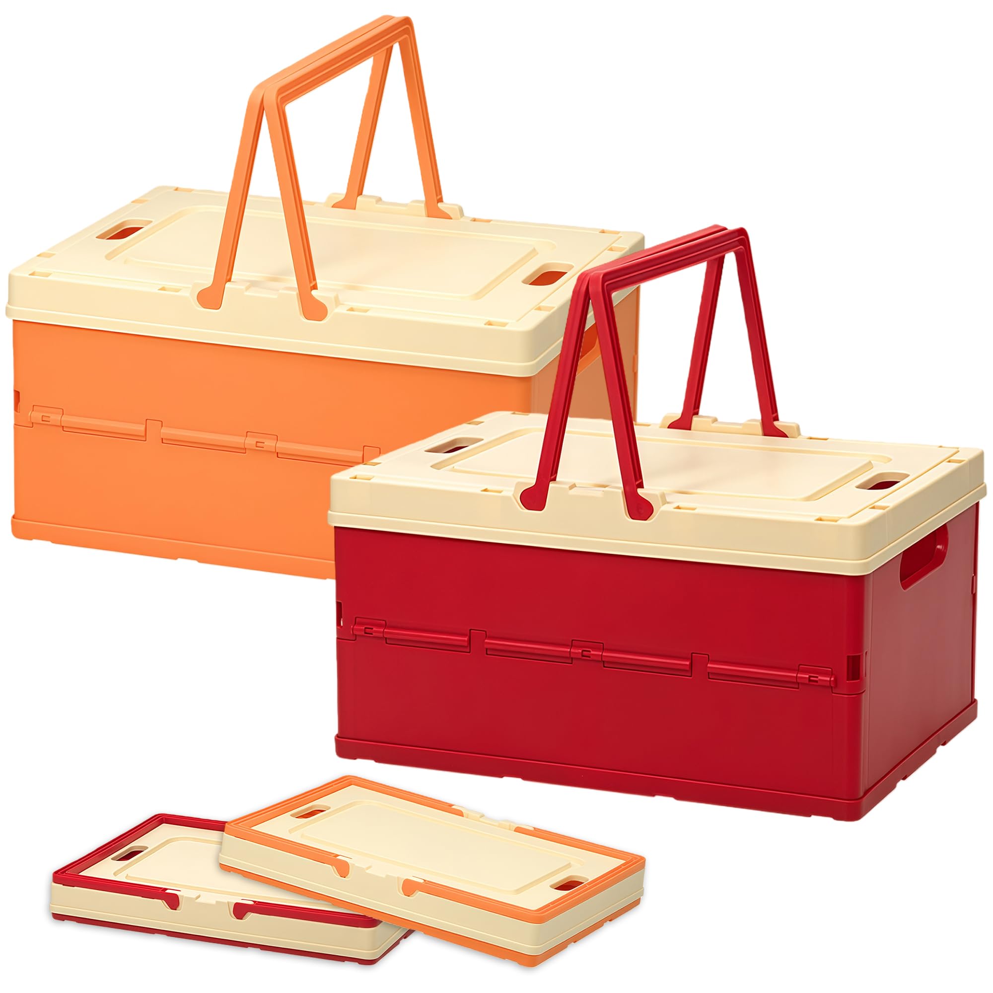 Aufbewahrungsbox Kinder, Spielzeugkiste mit Deckel, Klappbox 34,6 x 24,4 x 18,5 cm -Stabiler Aufbewahrungskiste Set aus Kunststoff mit Griff, Faltbare Aufbewahrungsbox für Spielzeug, Büro