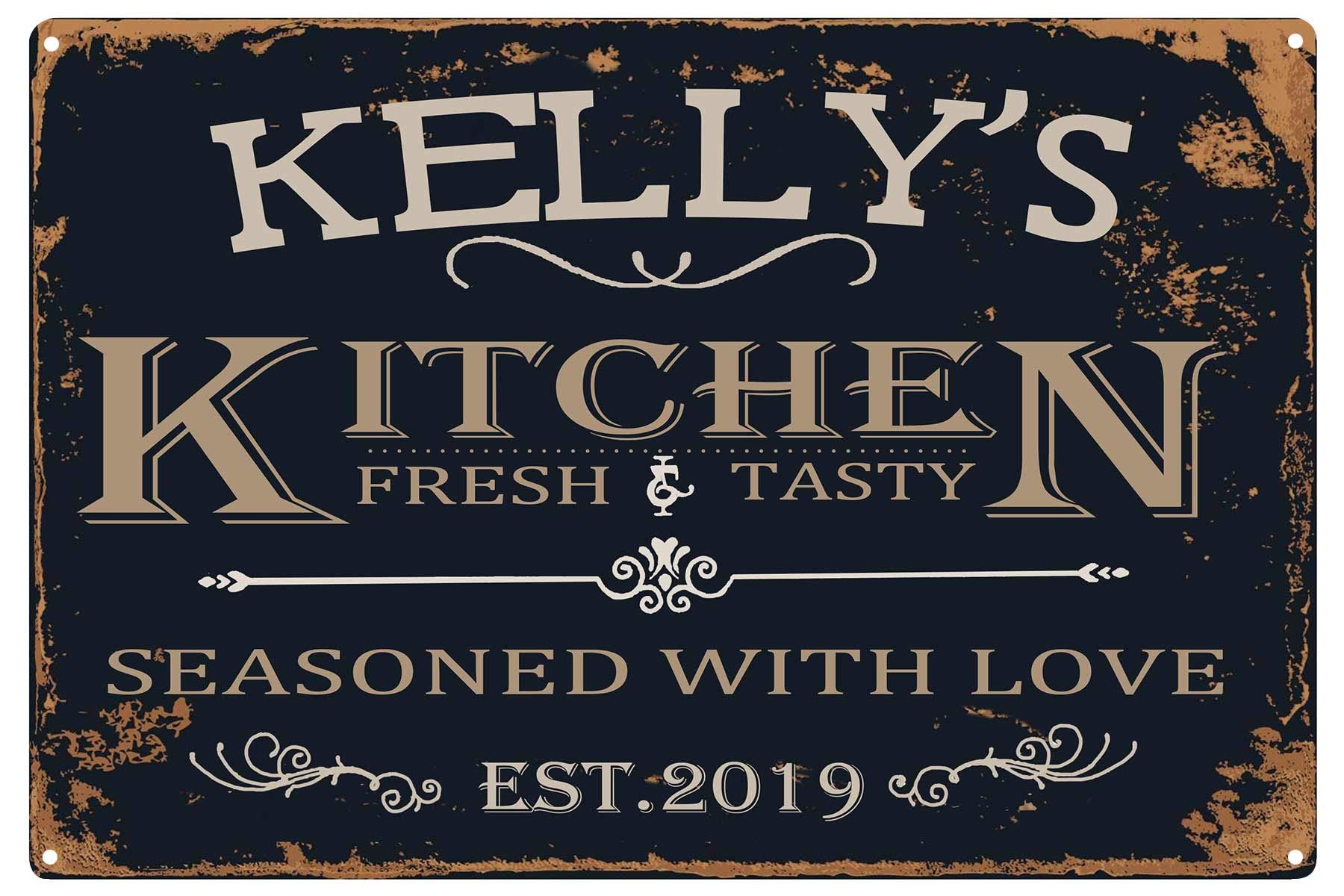 Buy TISOSO Vintage Metal Tin Signs Kelly's Kitchen Fresh Tasty Seasoned