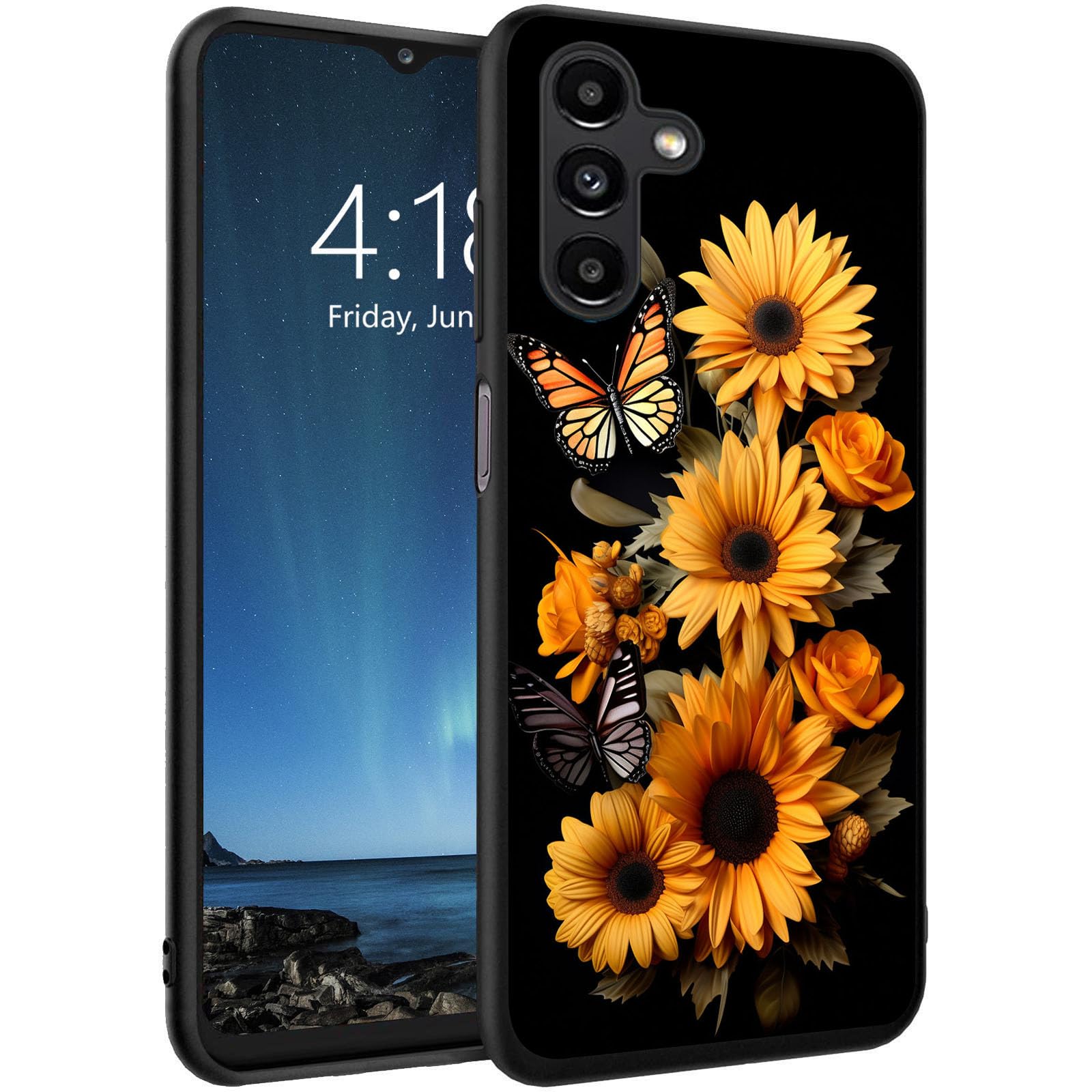 DSRGRGFDJ Designed for Galaxy A16 5G Case 6.7 inch,Ultra-Thin Silicone Anti-Scratch and Shock-Proof Bumper Cover - Sunflower Butterfly