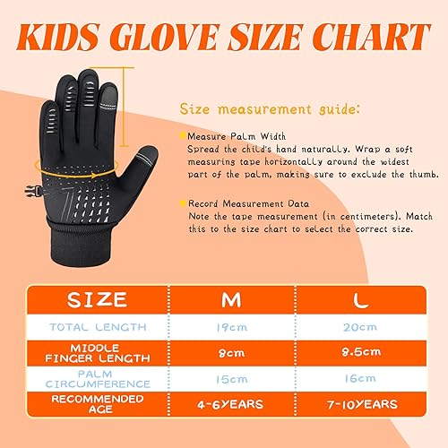 Miniatura 5 de Guantes de invierno impermeables para niños, repelentes al agua, cálidos, pantalla táctil, forro polar, antideslizantes, ciclismo, correr, para