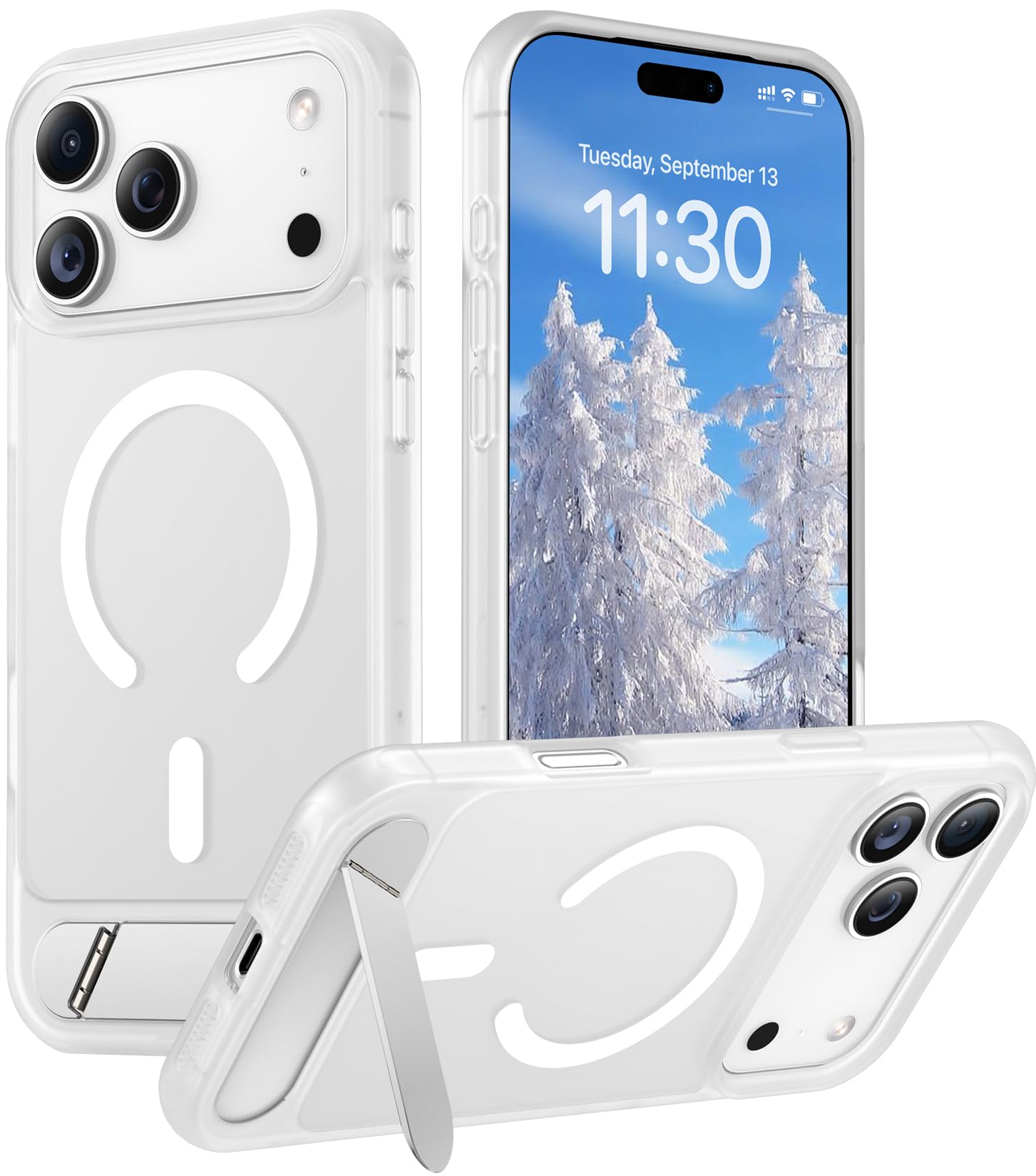 Temdan Magnetic for iPhone 18 Pro Case/iPhone 17 Pro Case Stand White