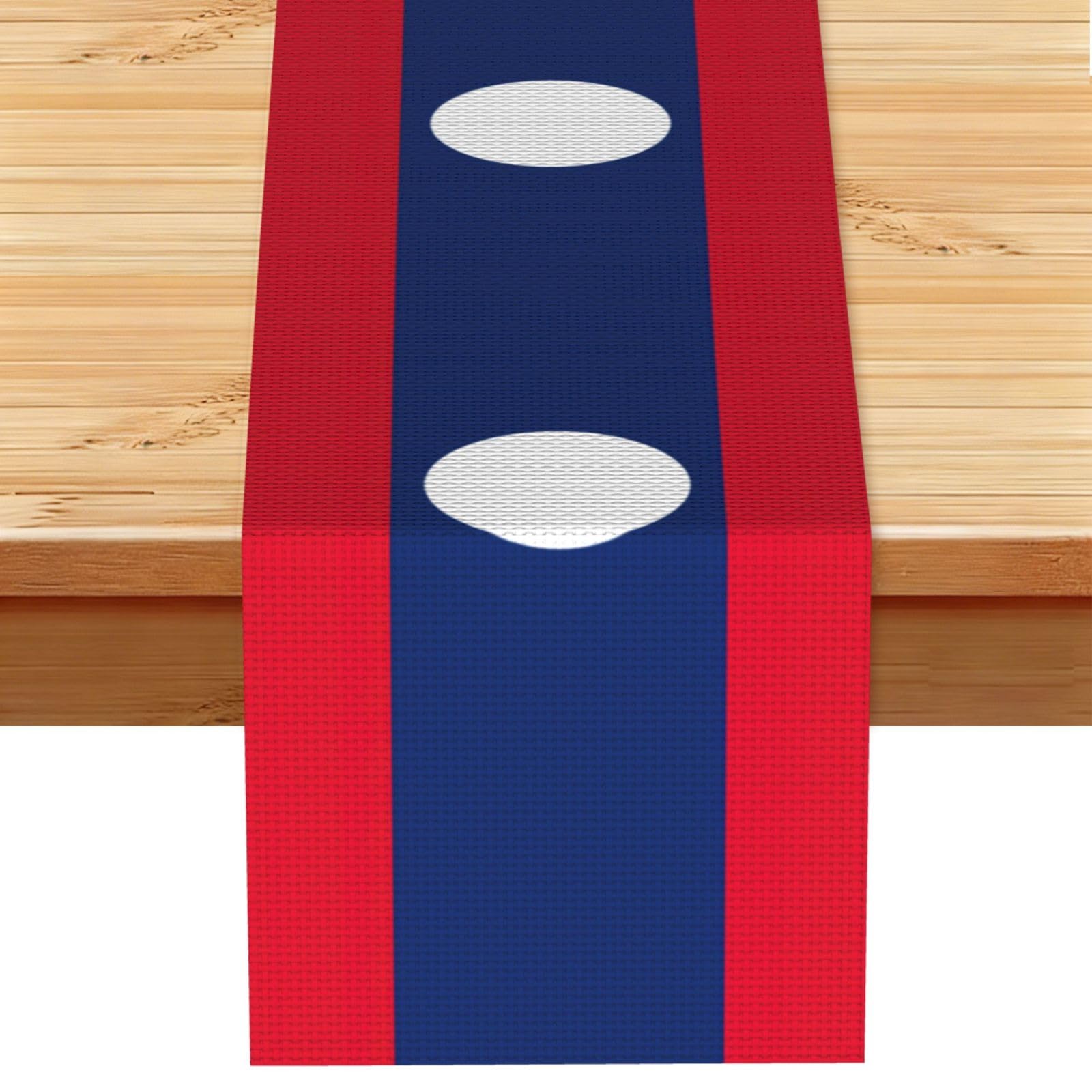 Flag of Laos Printed Table Runner 13 x 72, Wrinkle Resistant Decor for Dining Table Coffee Table Fireplace