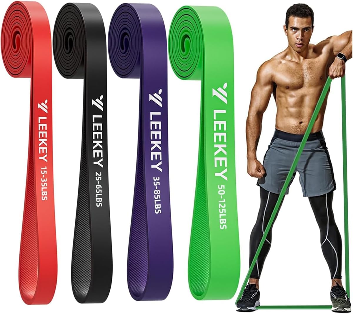 LEEKEY Resistance Bands for Pull Up Assist, Exercise & Workout Bands Set | Long resistance bands for pull up assist, strength training, physical therapy, stretching, home gym