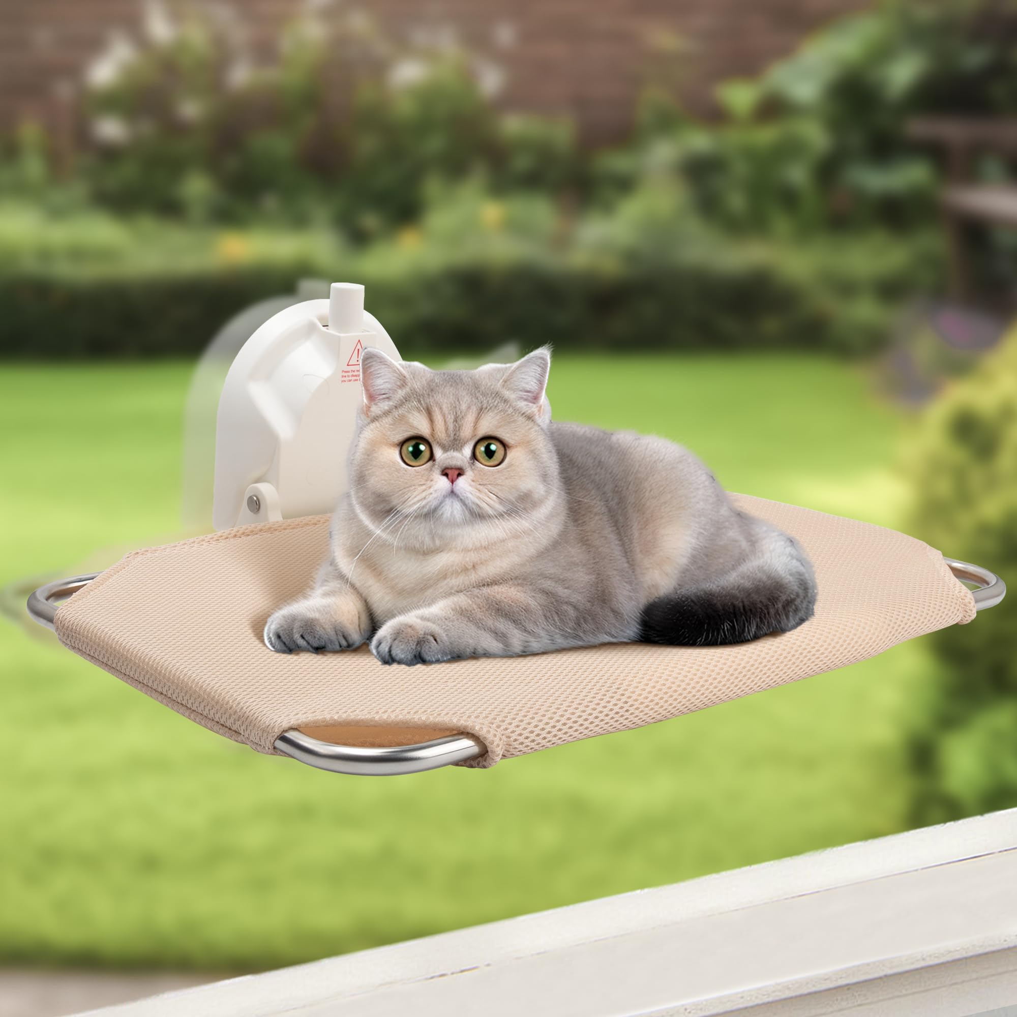 ITSOGOO Amaca per Gatti da Finestra Interno,Cuccia Pieghevole per Gatti con Ventosa Extra Forte,Morbida Sdraia da Finestra con Acciaio Inossidabile Spesso Fino a 25 kg,46 x 30 cm