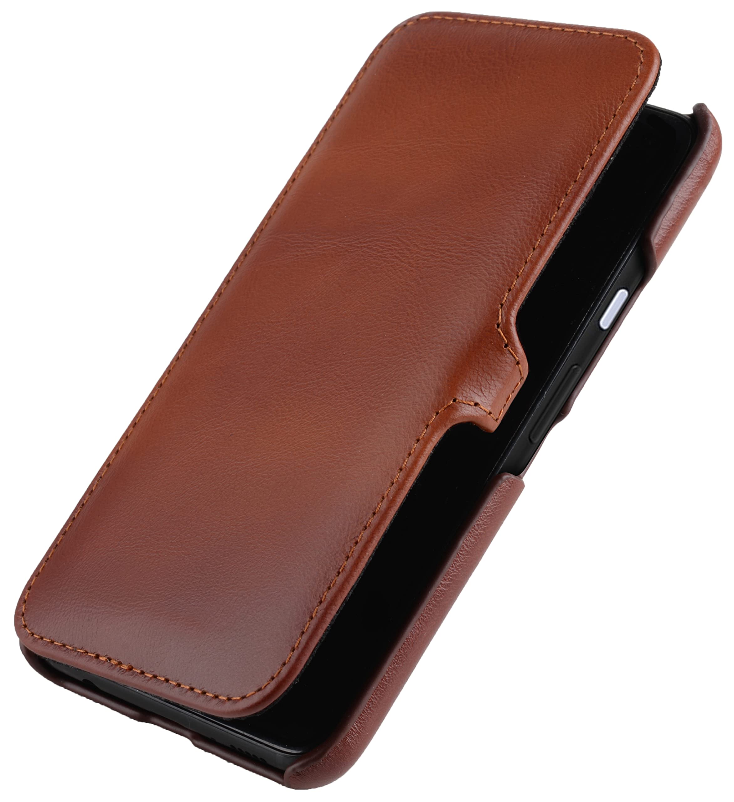 STILGUT Book Case Compatible with Google Pixel 4a 4G Leather Case with Clip Closure, Leather Case, Flip Case