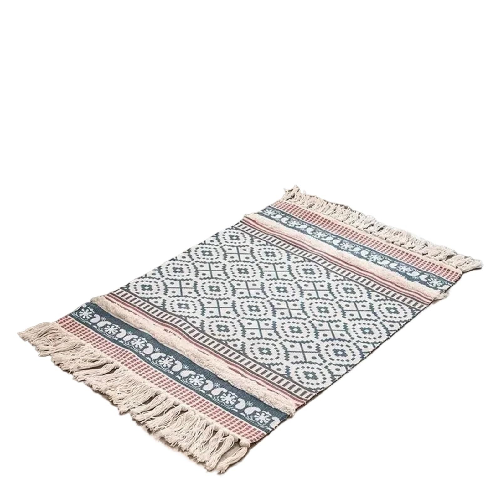 Alfombra con borlas RTTYIKU tejida a mano para aislar el suelo frío y renovar salones antiguos