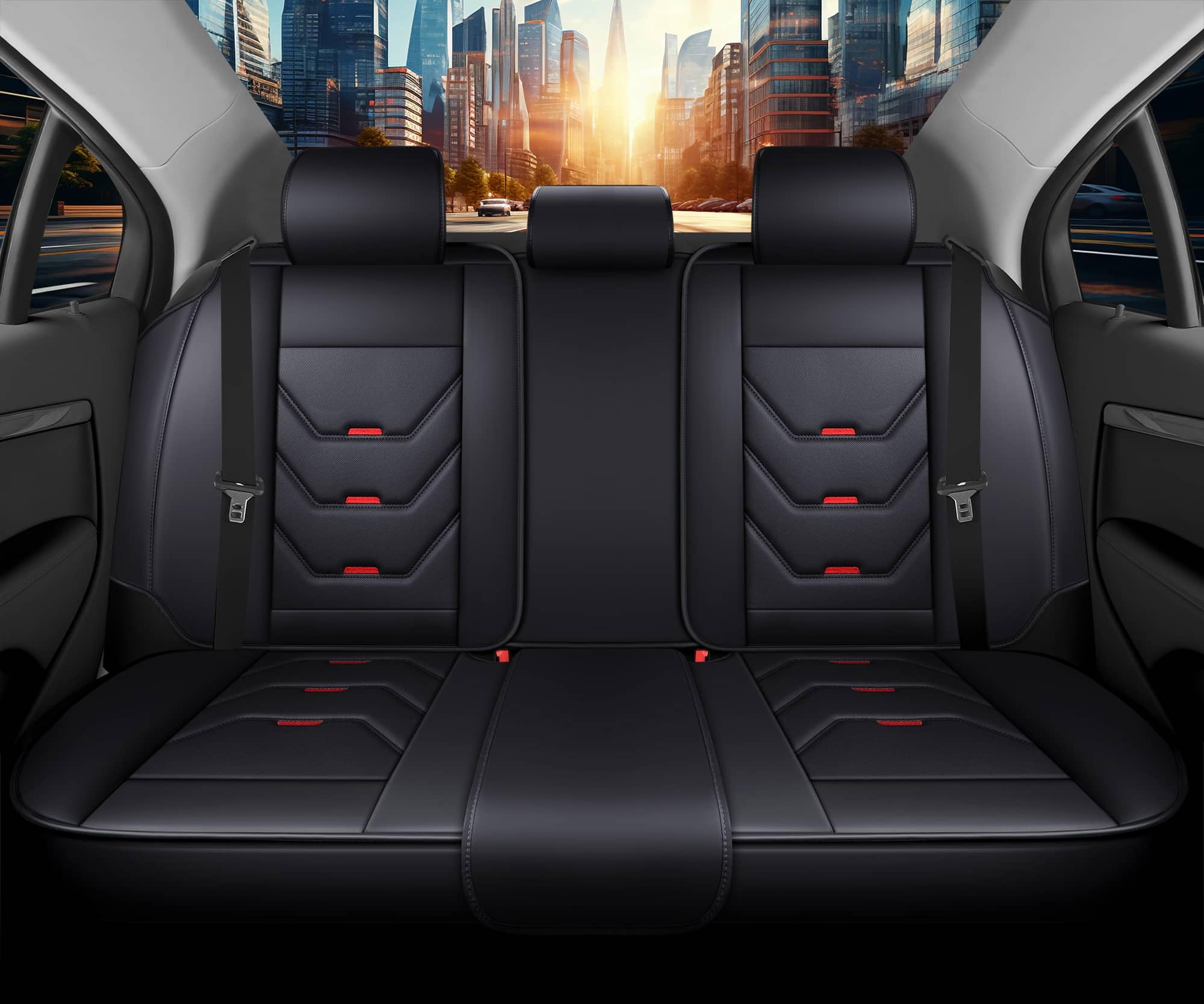 Autositzbezüge Universal für PKW & SUV – Premium Schonbezüge Komplettset Schwarz, hochwertig verarbeitet für mehr Sitzkomfort, Airbag-kompatibel Sitzauflage, für Vorder- und Rücksitze