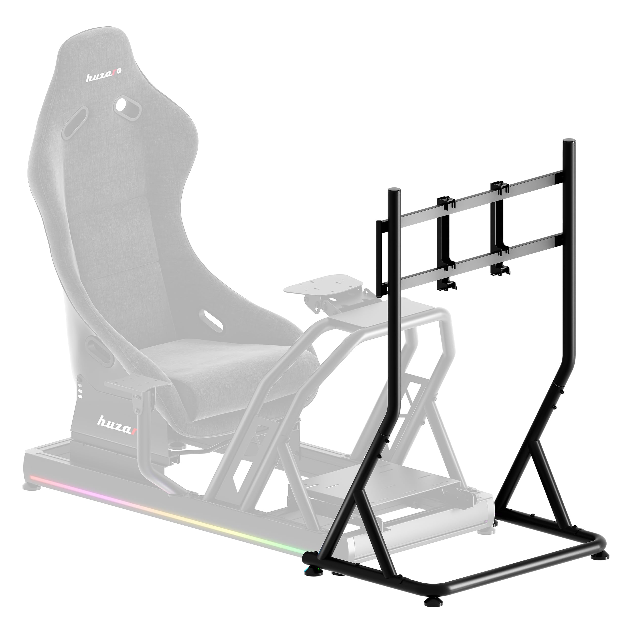 huzaro Speed 9.1 Simracing Supporto TV per Monitor VESA 75x75, 100x100, 200x100, 200x200, 300x200, 400x200 mm, 32-55 pollici, fino a 50 kg, regolabile in altezza, nero