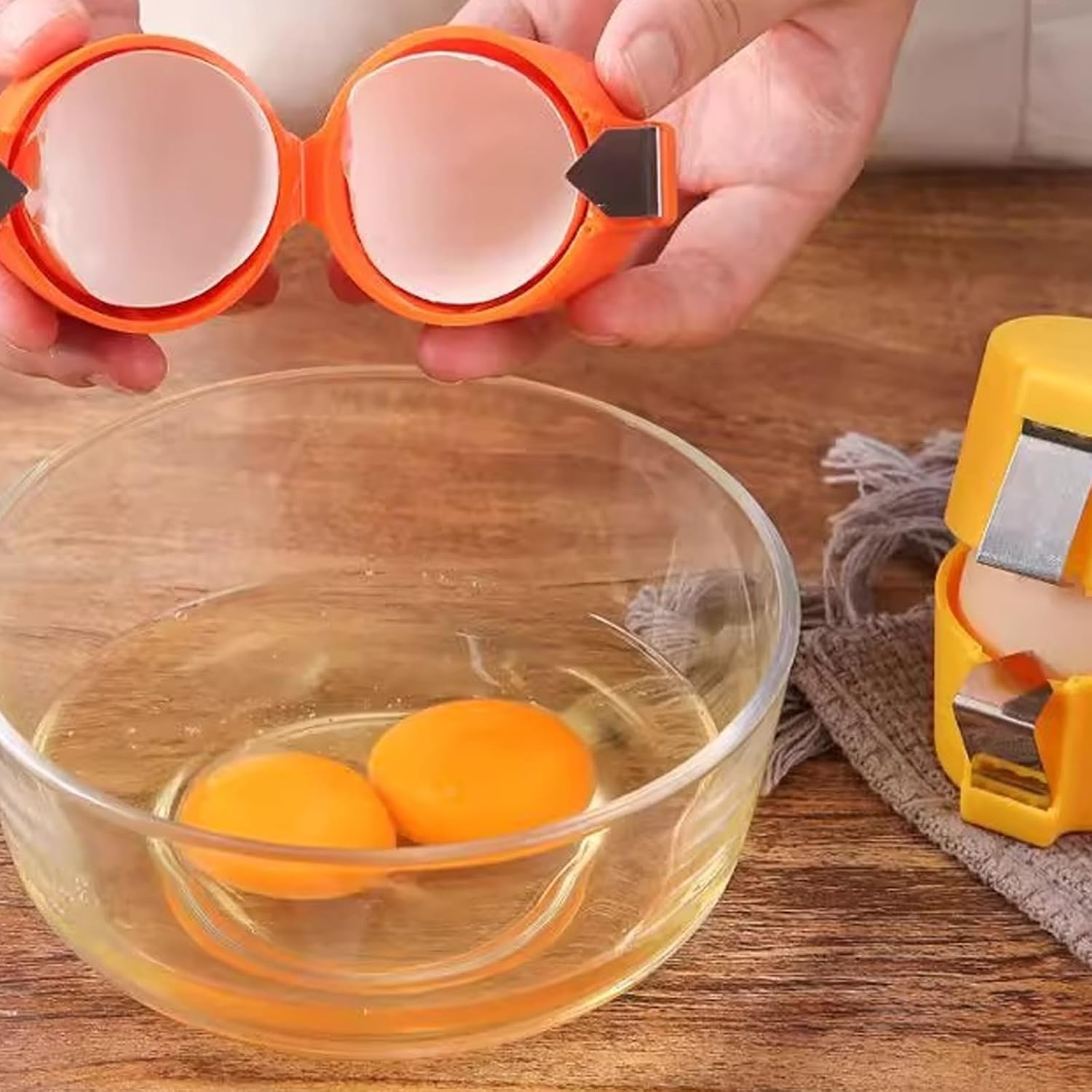3PCS Egg Shell Opener, Stainless Steel Egg Cracker Tool with Egg Separator