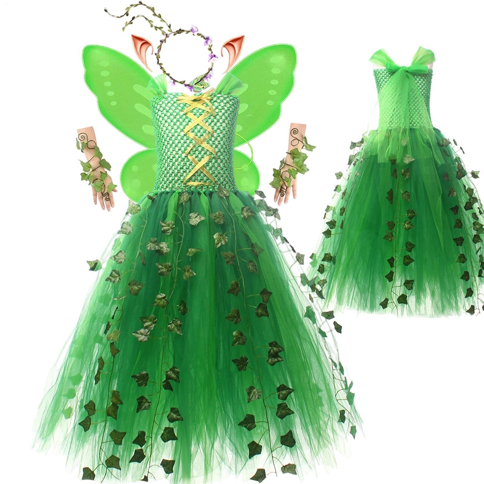 Genérico Kostüm für Mädchen, Cosplay-Kostüm mit glänzenden Flügeln | Mädchenkleid für Halloween, Geburtstag, Karneval, Bühnenaufführung, Fotografie, Ostern, Set