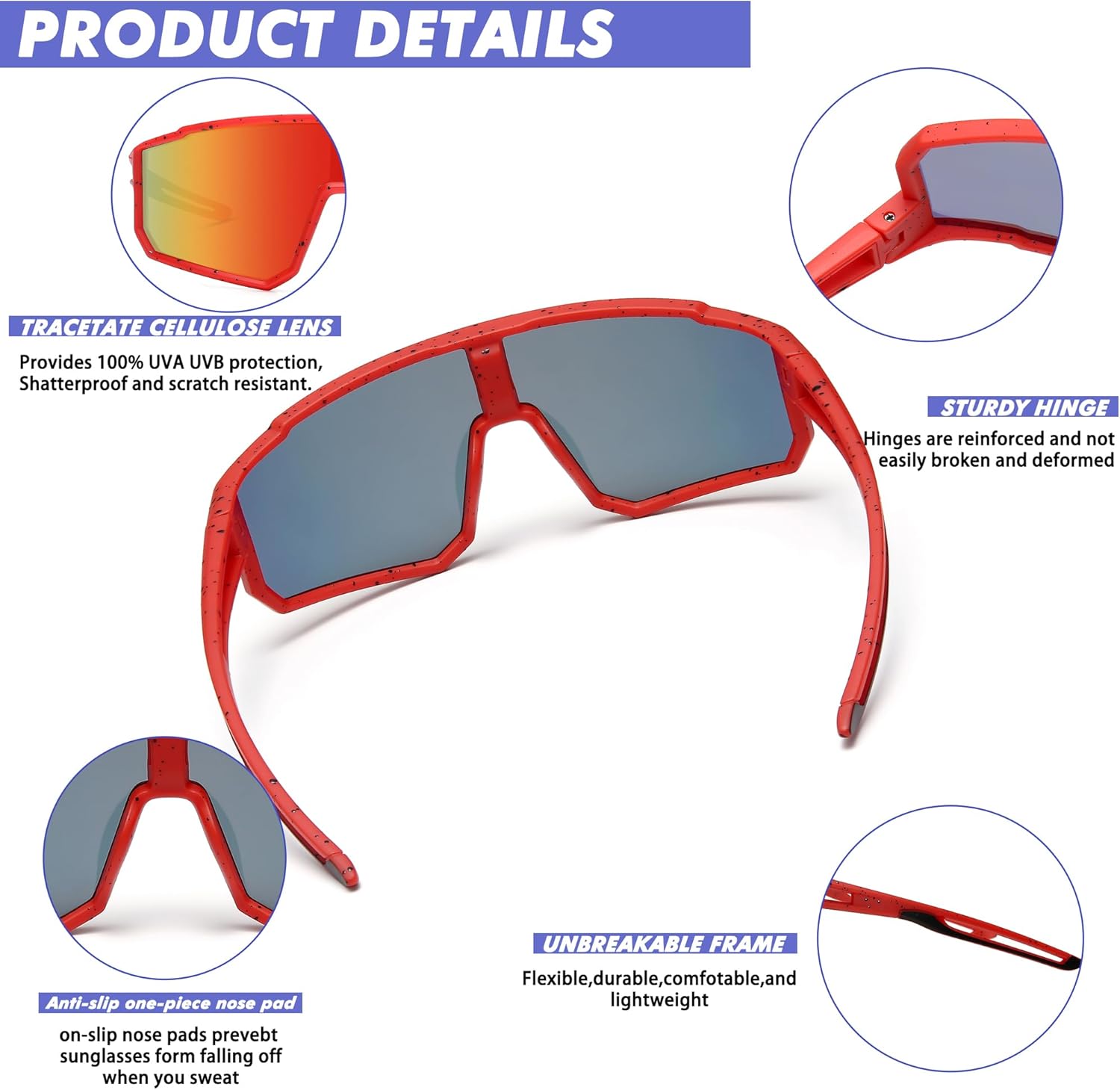 Kids Baseball Polarized Sunglasses, Sports Sunglasses for Boys Girls 6-14 Youth Sun Glasses for Cycling Running - Image 4