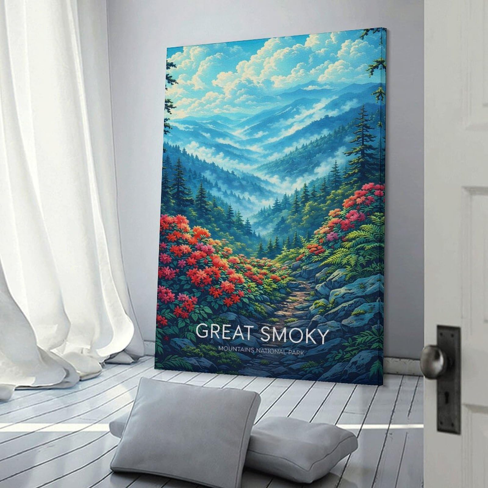 Junmoney Great Smoky Mountains National Park Canvas Wall Decor 12x18inch(30x45cm), for Lounge, Study, Hallway Or Flat Walls, Canvas Wall Art That Fits Changing Layouts