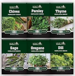 6 Variety Herb Seeds Kit, Parsley, Chives, Thyme, Sage, Dill, Oregano
