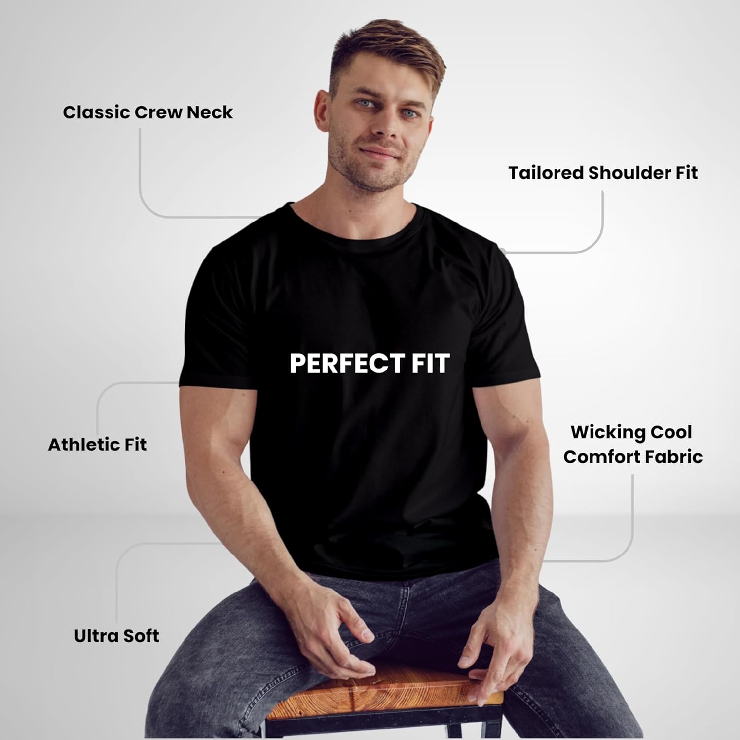Men’s Breathable Crew Neck Short Sleeve Cotton T-Shirts Comfortable Summer Tees, S-4XL - Image 2