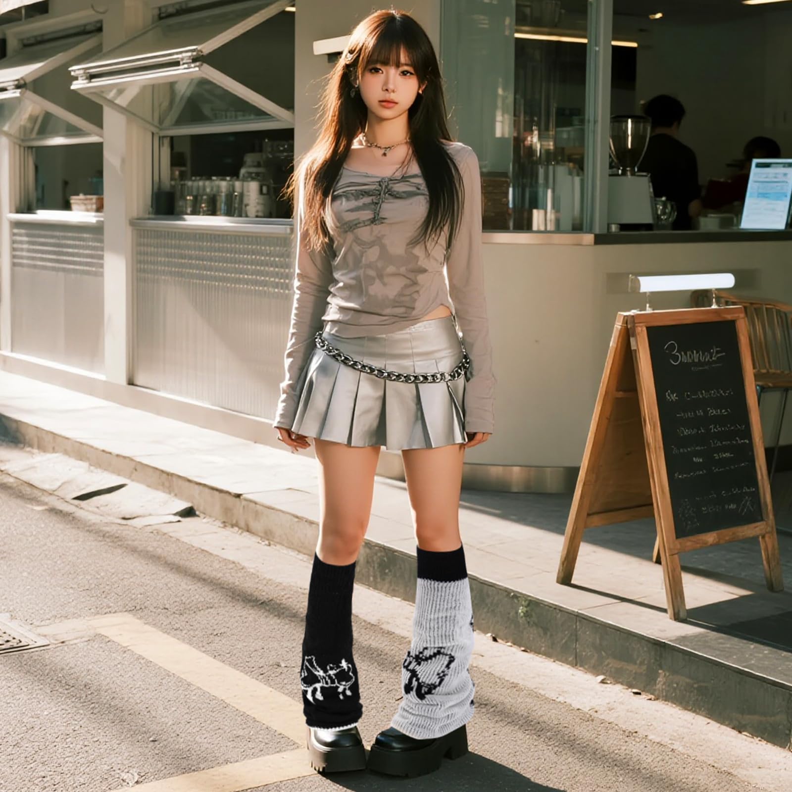 Junely 2 Pairs Leg Warmers for Women Kawaii Leg Warmer Cute Legwarmers Japanese Socks Halloween Goth Emo Gyaru Accessories: Black Bow Heart