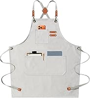 Vista 1 de AFUN Delantales de chef para hombres y mujeres con bolsillos de gran tamaño, lona de algodón de 16 onzas, parte trasera cruzada, delantal de trabajo