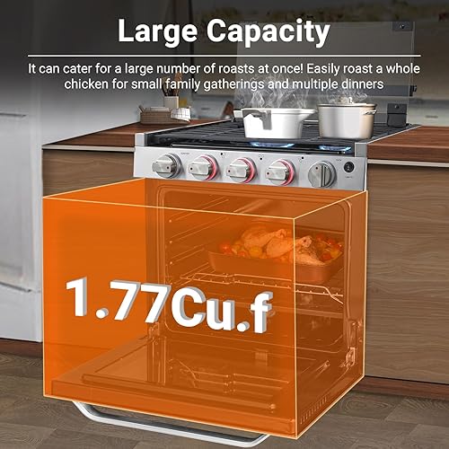 Miniatura 3 de AMZCHEF Estufa de gas RV de 12 V. Horno de cocina para uso RV con 3 quemadores, horno de gas, 28,100BTU, configuración de llama abierta, indicador
