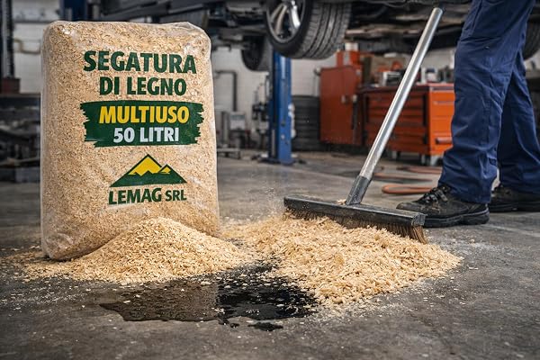 Multi-Purpose Wood Sawdust 50 Litres High Absorbing Power - Ideal for Workshops, Garages and Cleaning Liquids, Oils and Spills - Natural and Biodegradable - LEMAG SRL - 3