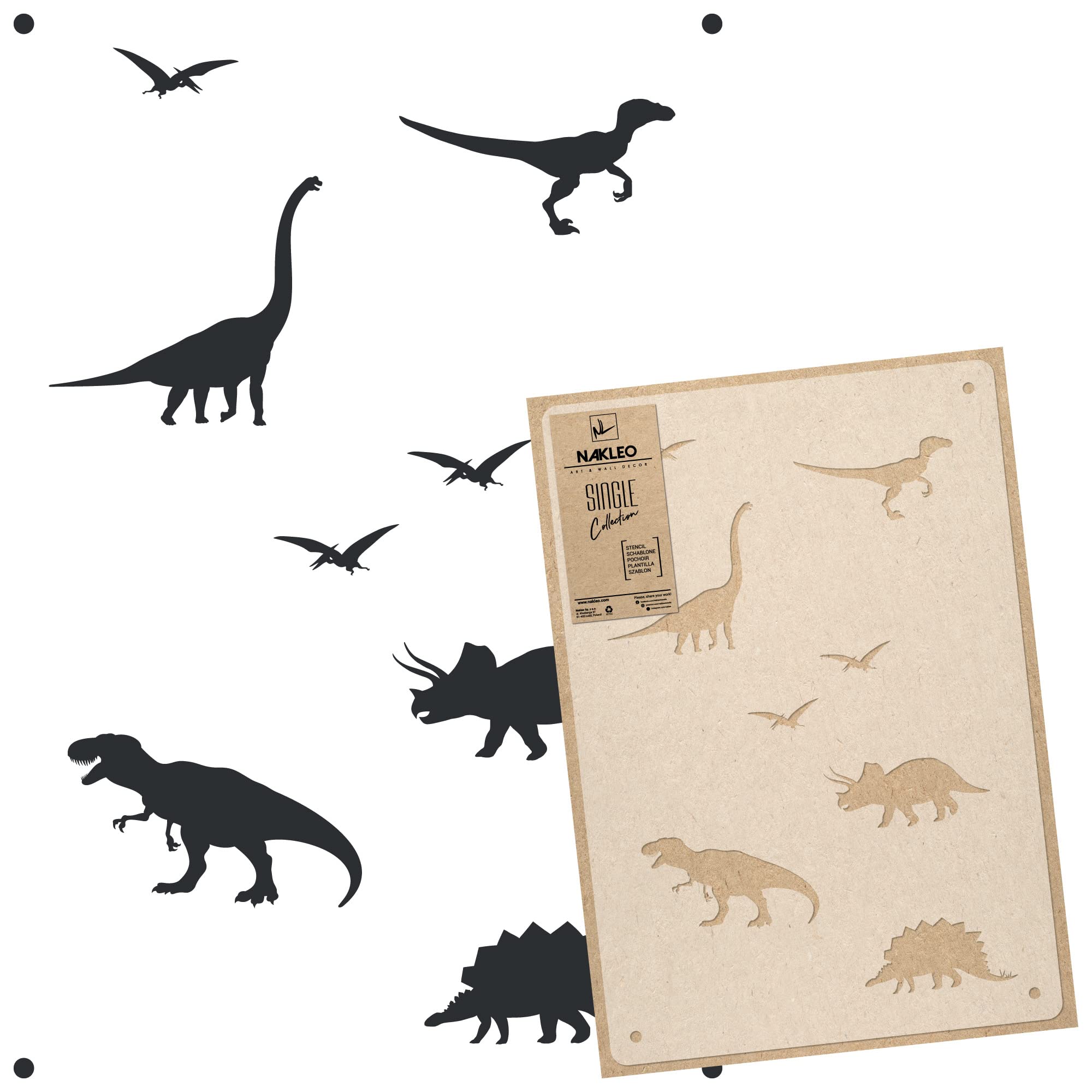 Pochoir pour peinture murale grand format 59x95cm, gabarit dinosaure réutilisable bois tissu meuble