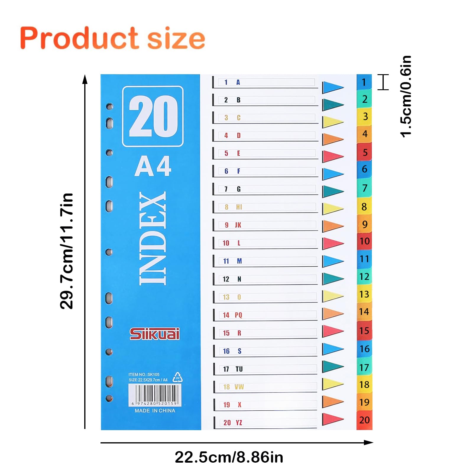 XHDA 1-20 Part Dividers A4, 5 Pack Multi-Colour Plastic A4 Index Folder Subject Dividers - Image 3