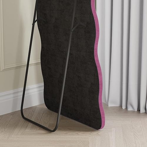 Miniatura 5 de TinyTimes Espejo de longitud completa, 63 x 24 pulgadas, espejo de cuerpo ondulado, espejo de pie de longitud completa para dormitorio, sala de