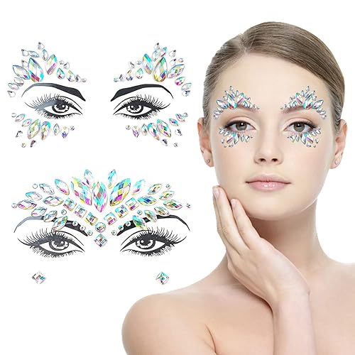 2 piezas de tatuajes de cristal joyas faciales de festivales diamantes de imitación calcomanías corporales tatuajes temporales piedras de ojos