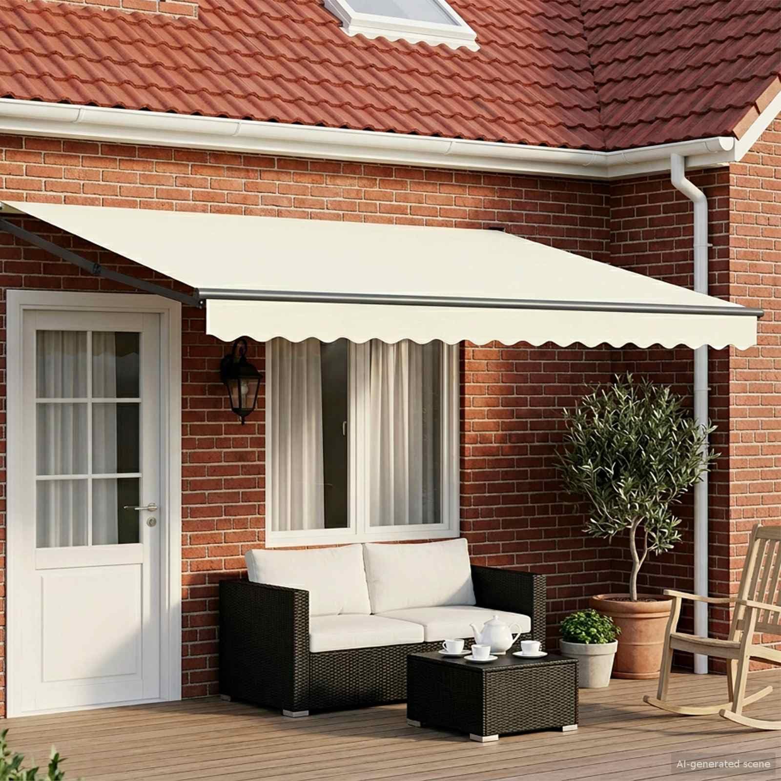 vidaXL Elektrische ausziehbare Markise Creme 4 x 2 m, Verstellbarer Sonnenschutz, modernes, elektrisches Markise, wetterfest, ausziehbar