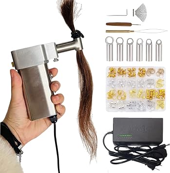 Upgraded Electric Dreadlock Machine Kit, Handheld Locs Crochet Braiding Tool with 6-16mm Tube Holes, DIY Hair Extension Braiding Machine for Human/Synthetic Hair
