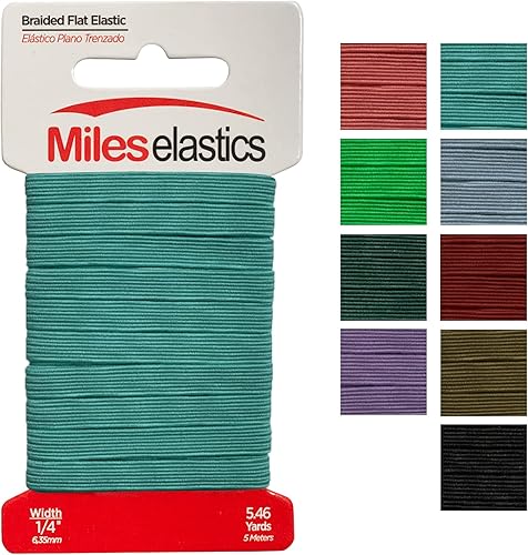 Miniatura 4 de Miles - Elástico plano trenzado, elástico, fuerte elástico, costura elástica, 14 pulgadas (0.250 in) por 5,46 yardas (16.4 ft), fuerte elástico,
