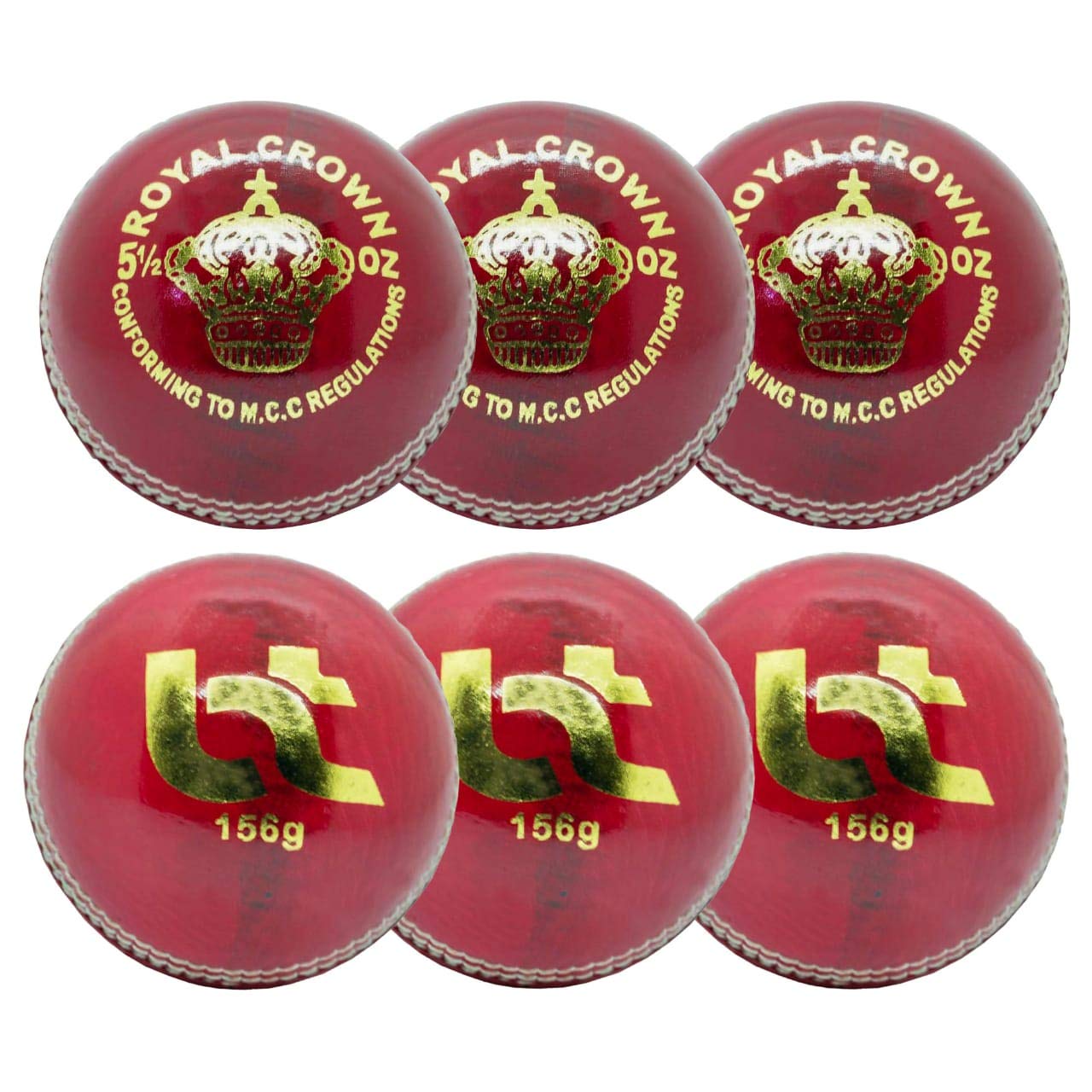 Lot de 6 balles de cricket rouges en cuir véritable 156 g