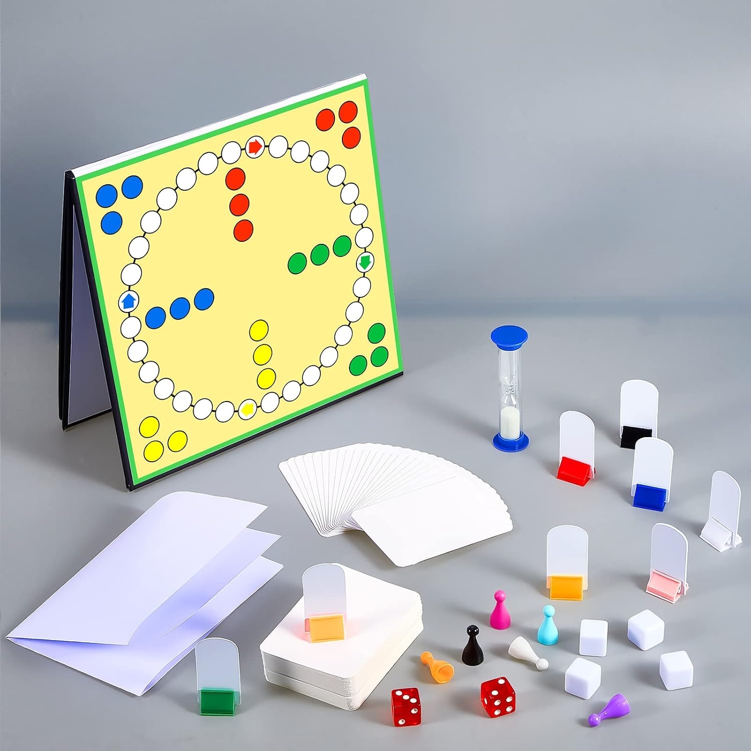 Buy 131 Pcs Create Your Own Board Game Set Includes 108 Blank Playing  Cards, Foldable Blank Game Board, 6 Game Pieces, 6 Dice, 8 Playing Card  Stands, Rule Sheet, Sand Timer for