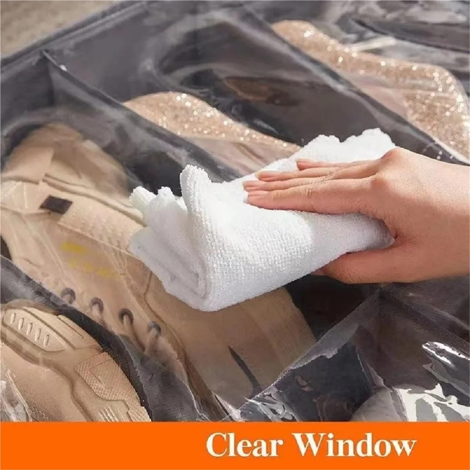 Organizzatore Di Scarpe Sotto Il Letto Scatola portaoggetti in tessuto non tessuto pieghevole for riporre le scarpe sotto il letto con 12 griglie, con finestra trasparente for scarpe salvaspazio Per R