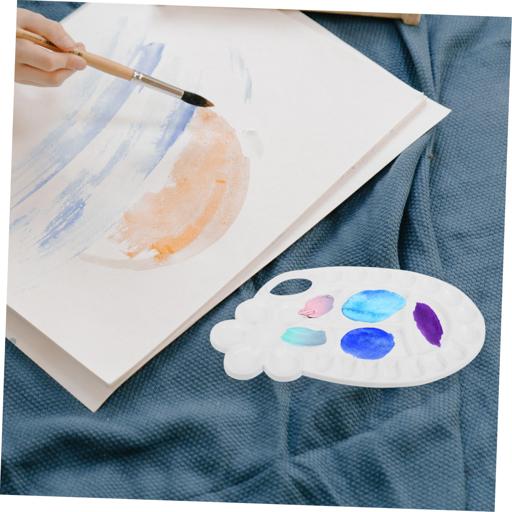 HOODANCOS DIY Art Painting Trays 5pcs Plastic Mixing Trays Oval Shape for Painting Tools Supplies