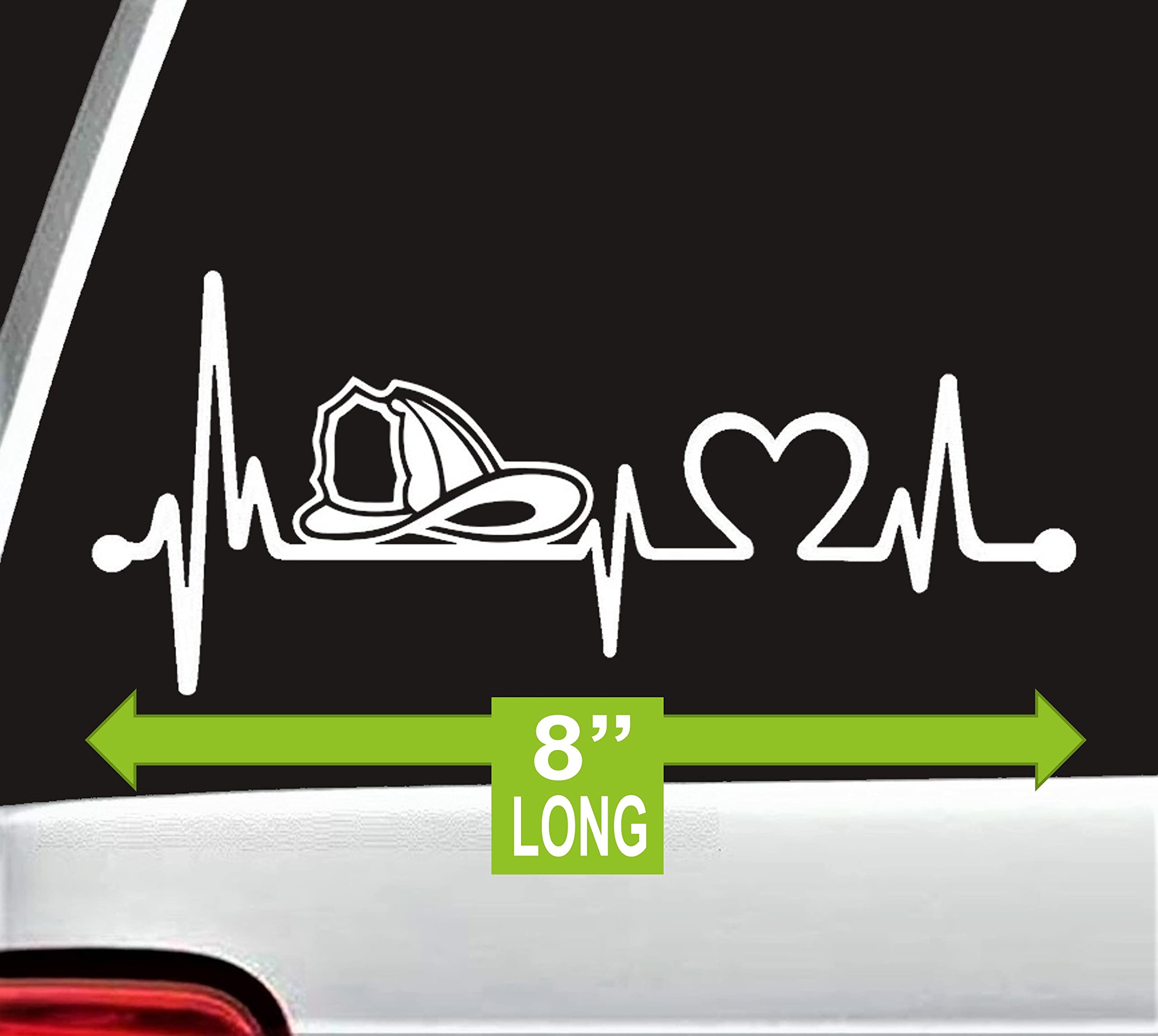 Bluegrass Decals Firefighter Firemens Firemen Helmet Heartbeat Lifeline Monitor Decal Sticker K1117