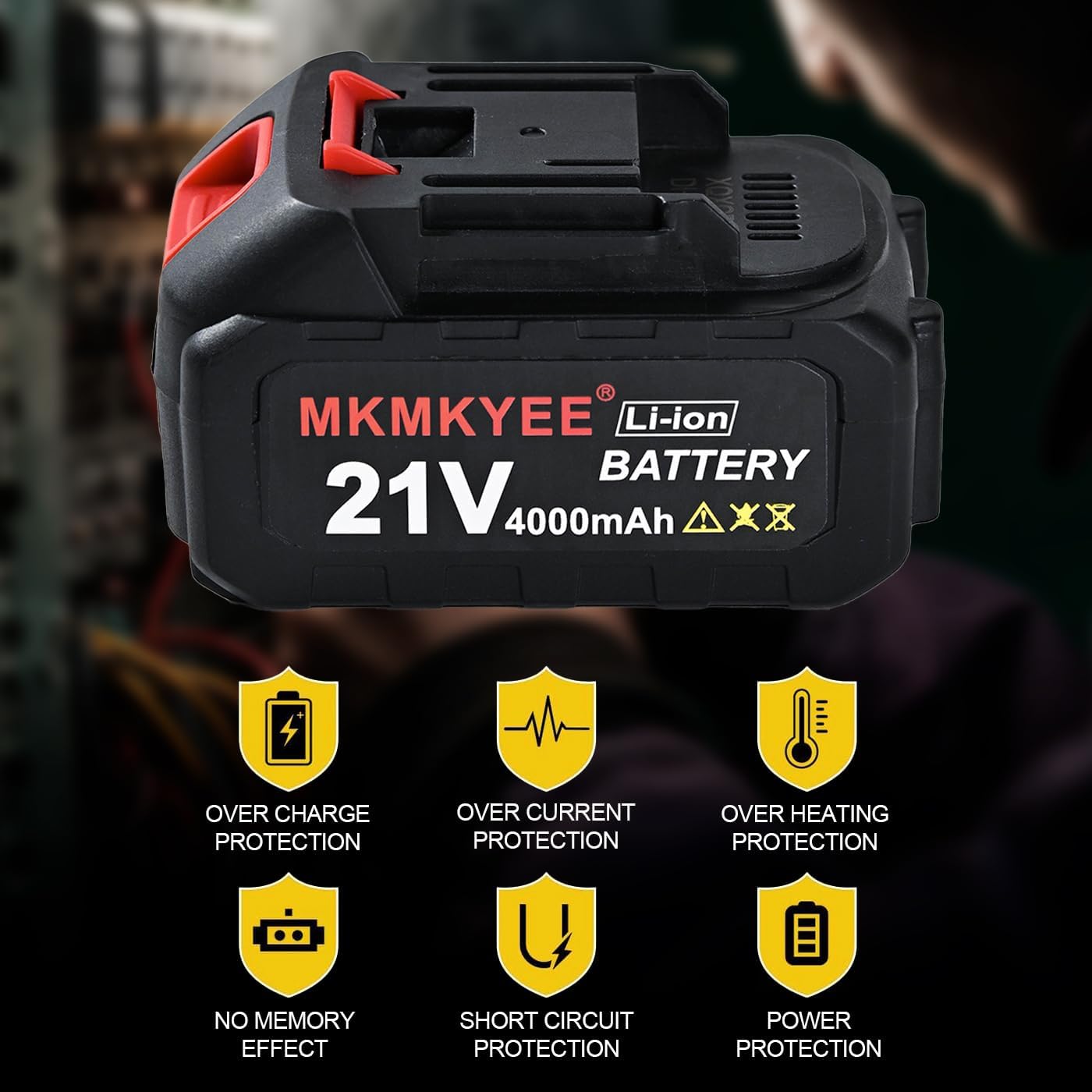 21V Lithium Battery and Charger Cord, 4.0 Ah Battery with Charger Adapter Led Indicator Compatible for Cordless Tiller Cultivator - Image 3