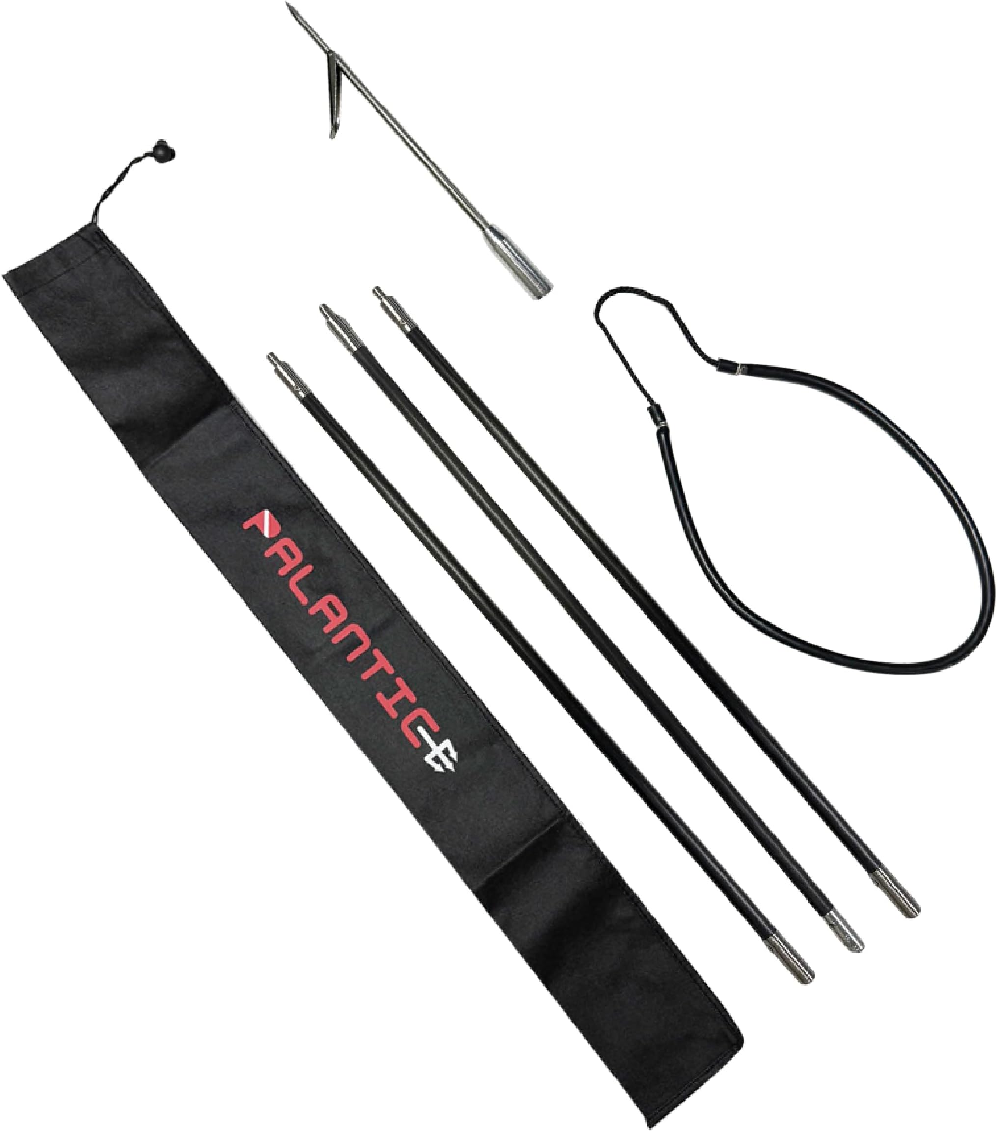 Carbon Fiber 7' Travel Spearfishing 3-Piece Pole Spear Single Flopper Tip, One Size, Black