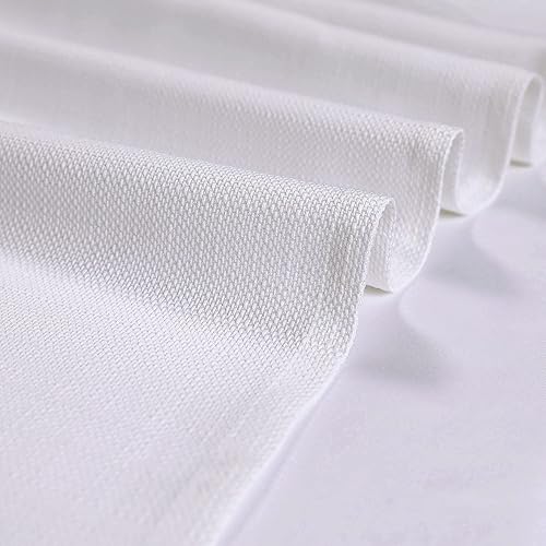 Miniatura 8 de Cenefa blanca para ventanas, cortina de lino sintético con textura semitransparente para ventana pequeña, cenefa de cocina con bolsillo para barra,