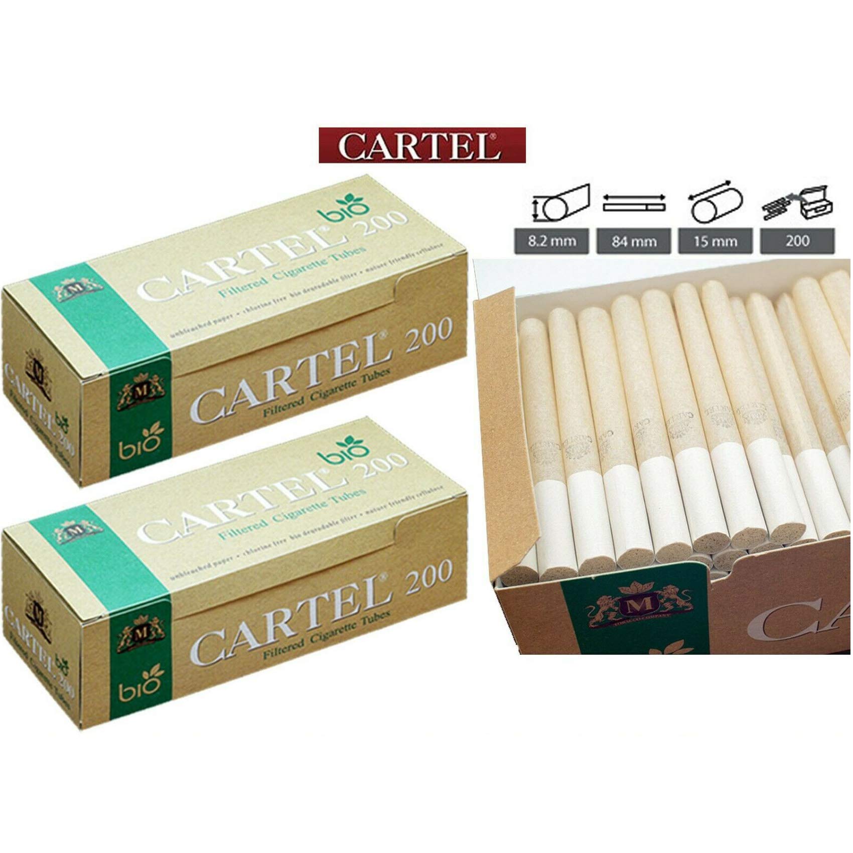 cartel bio unbleached filtered cigarette tubes OCB Eco-Tubes with biodegradable Filter Cartel Filter Tubes Organic Pack