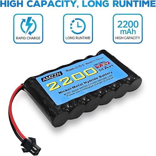 Miniatura 7 de Batería NiMH AA de 7.2 V 2200 mAh con enchufe SM-2P y cable de carga USB para excavadora Huina 1550 550 RC, automóvil, camión, vehículo de