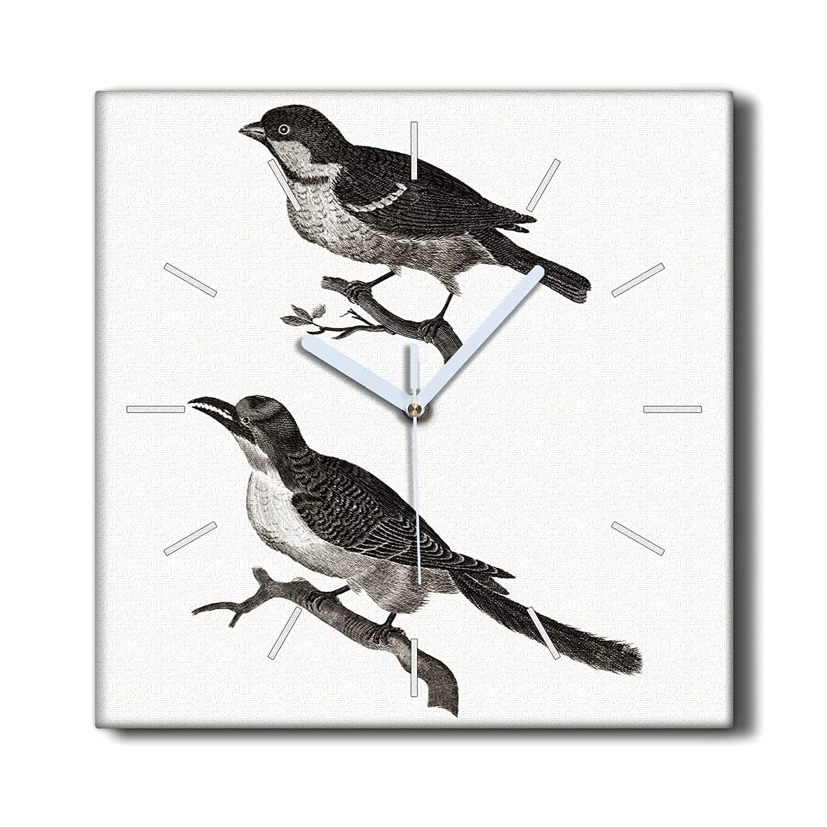 Horloge sur toile motif oiseaux pour une décoration de salon zen et silencieuse