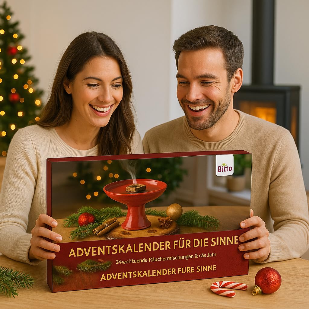 Bitto Adventskalender – 24 festliche Räucherwerke, nachhaltig & vielseitig, FSC Karton, Inlay als Anzuchtbeet