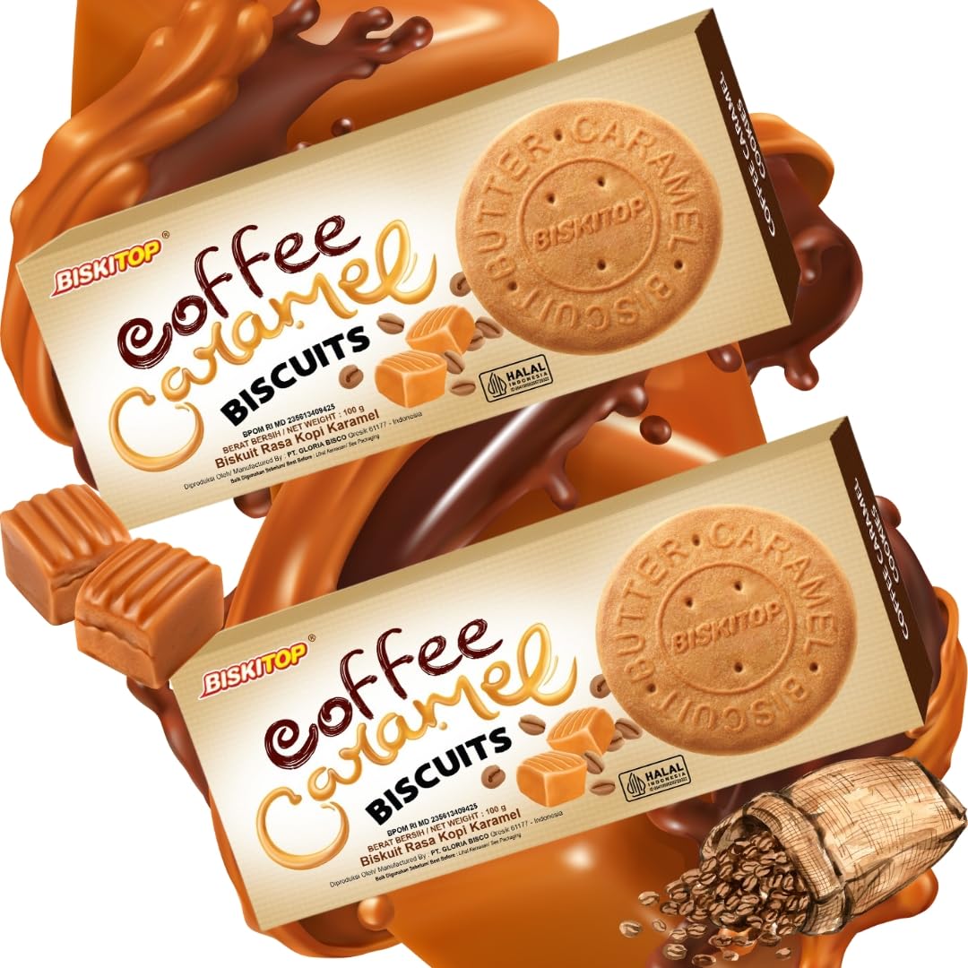 Biskitop Coffee Caramel Biscuits I Super Tasty Coffee - (100g x 2 Packs)