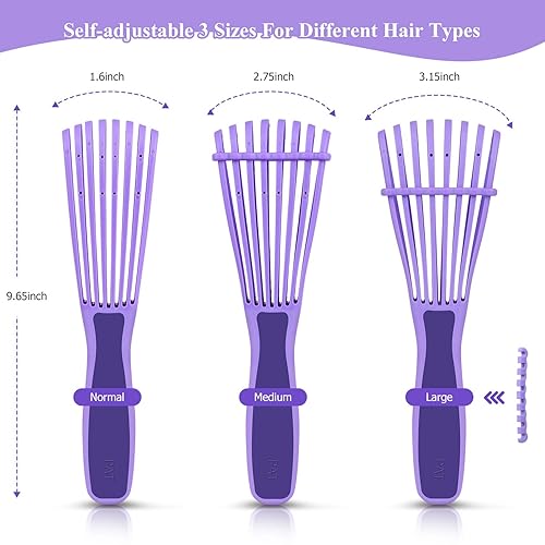 Vista 17 de Cepillo de pelo desenredante, cepillo desenredante para adultos y niños, juego de peine para cabello rizado rizado y ondulado, para cabello húmedo