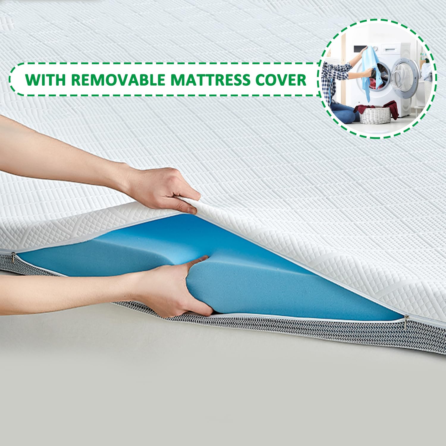 Kühlende Gel-Matratzenauflage für Doppelbett, Queen-Size-Bett, 7 cm, Memory-Schaum-Pad, atmungsaktiv und waschbar, mit Gel infundiert, Bettauflage, Kühltechnologie, 200 x 220 cm