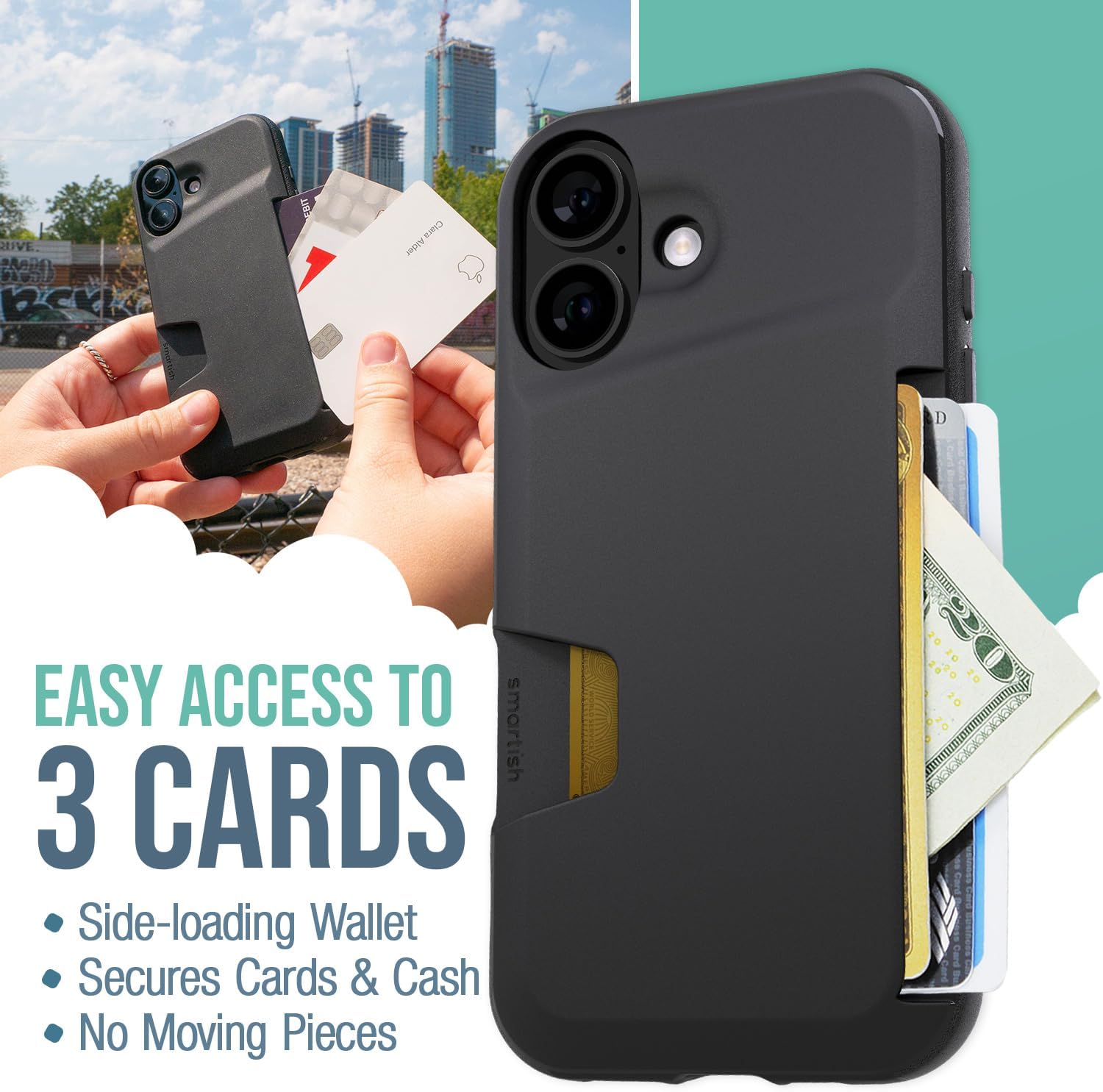 Smartish - Leaf Me Alone - iPhone 16 Wallet Case - Wallet Slayer Vol 1 [Slim + Protective] Credit Card Holder - Fits iPhone 16