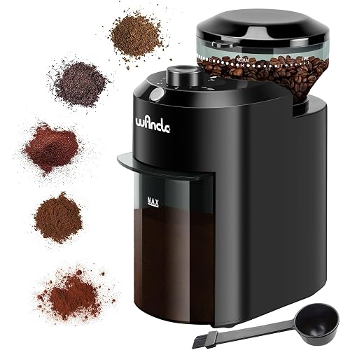 Wancle Electric Burr Coffee Grinder - Adjustable with 28 Precise Grind Settings for 12 Cups - Professional Coffee Bean Grinder (Plastic, Black)