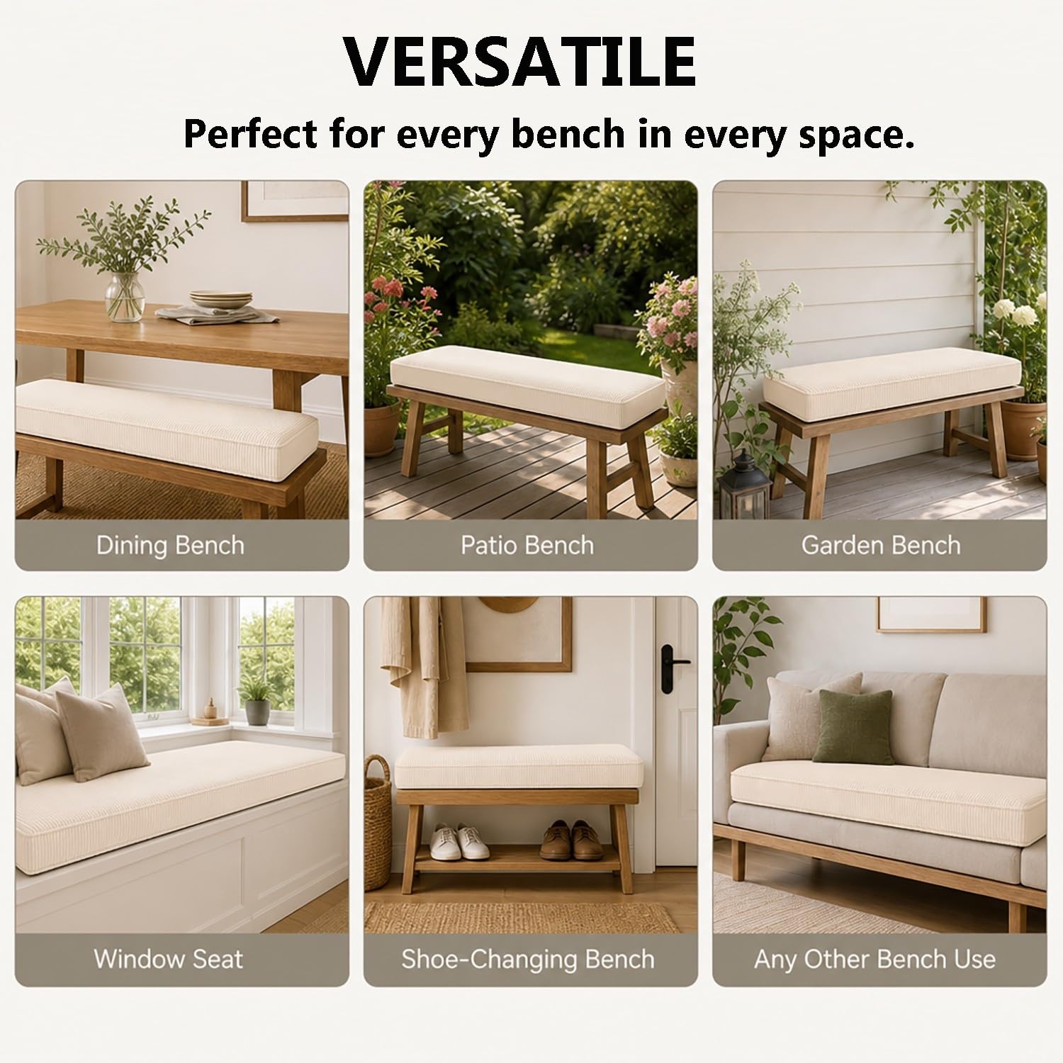 Cuscino per Panca da Interno 100x40 60x40 60x40 80x40 120x40 cm