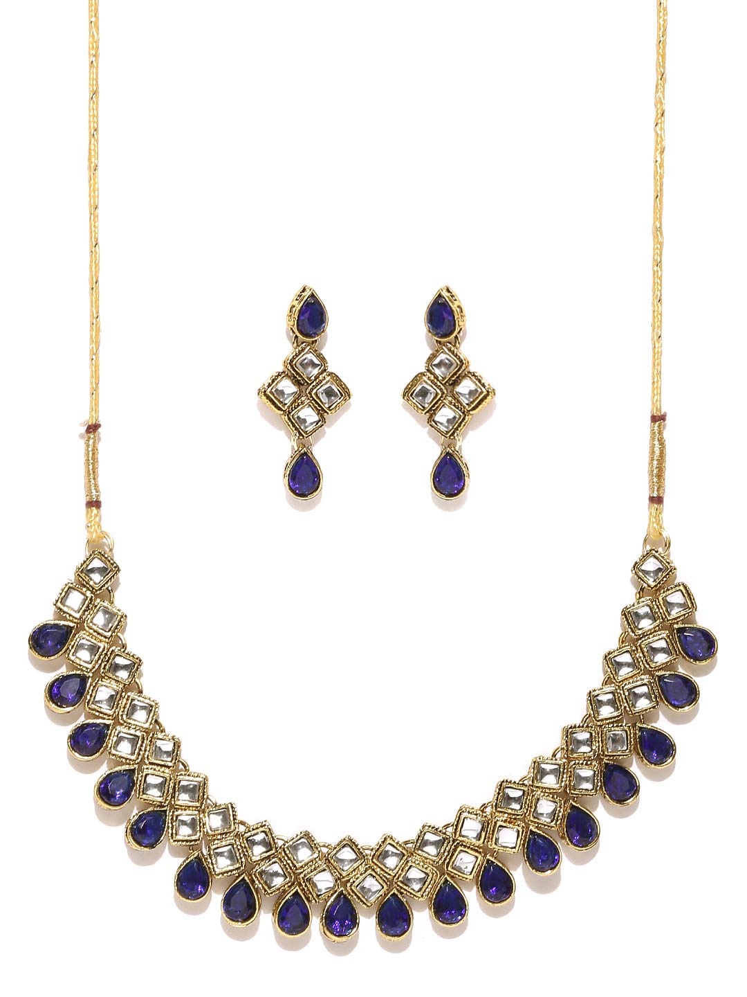 ZAVERI PEARLS Cubical Style kundan Necklace Set For Women -ZPFK4140